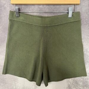 One Grey Day Shorts Women's Large Green Knit Ribbed Lounge Pull On